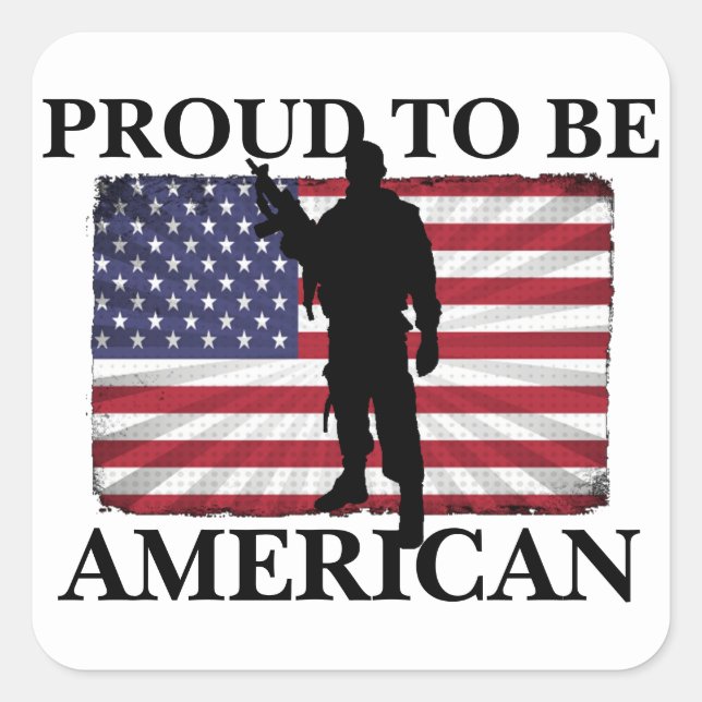 Very Patriotic Proud to be American American Flag Square Sticker (Front)