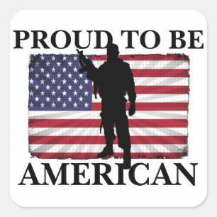 Very Patriotic Proud to be American American Flag Square Sticker