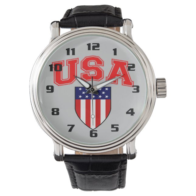 Very Patriotic U.S.A American Flag Shield Watch (Front)