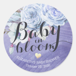 Very Peri Baby Shower Baby in Bloom Boho Flowers Classic Round Sticker