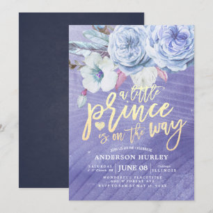 Very Peri Baby Shower little prince is on the way Invitation