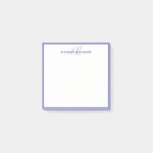 Very Peri Blue Monogrammed Name Minimalist Trendy Post-it Notes