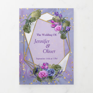 Very-Peri-blue-violet ROSES AND TULIPS Tri-Fold Ho Holiday Card