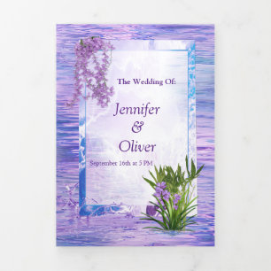 Very-Peri-blue-violet Water Reflections Tri-Fold H