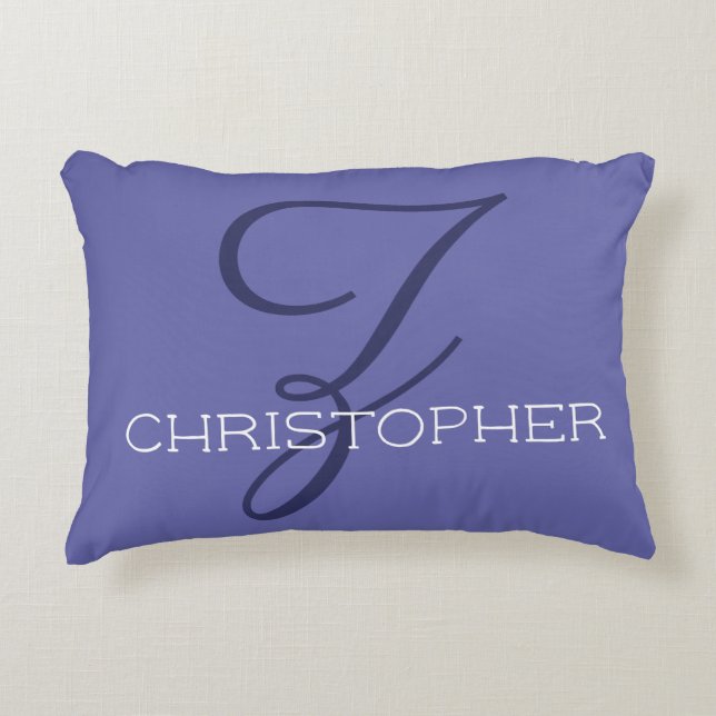 Very Peri Blue Z Initial Calligraphy Name Trendy Decorative Cushion (Front)