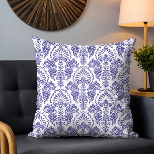 Very Peri Damask Floral Pattern Stylish Modern Cushion