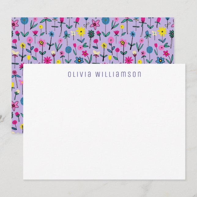 Very Peri Lilac Flower Garden Notecard (Front/Back)