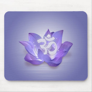 Very Peri Lotus and OM symbol Mouse Mat