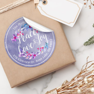 Very Peri Peace Joy Love Christmas Happy New Year Classic Round Sticker