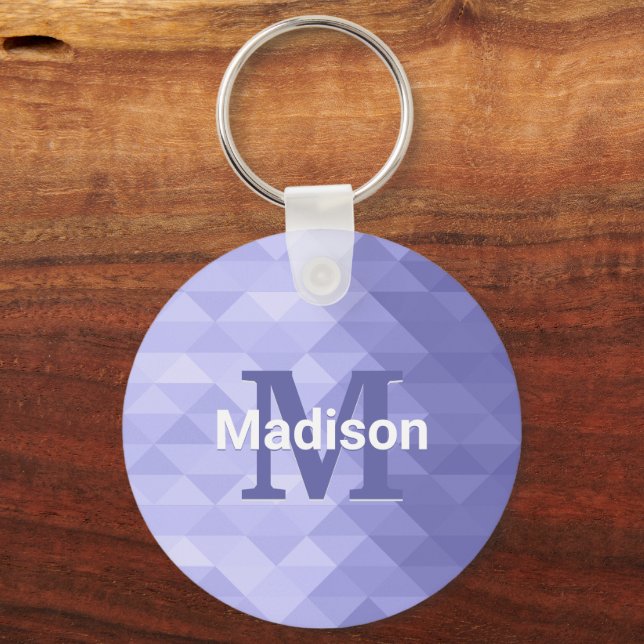 Very peri Purple triangle geometry square Monogram Key Ring (Front)