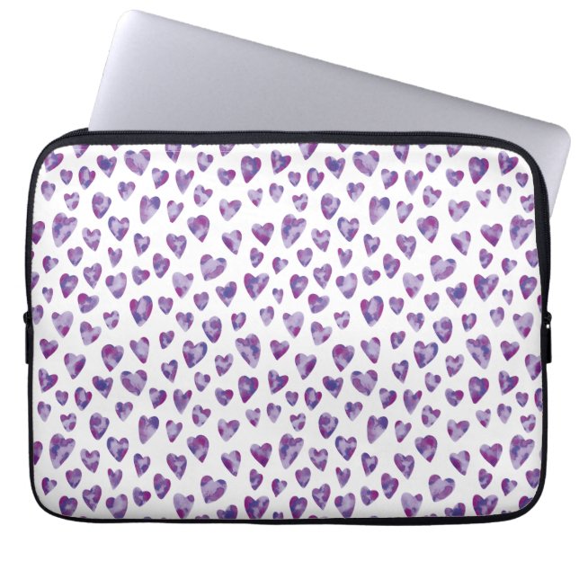Very Peri Purple Watercolour Heart Laptop Sleeve (Front)