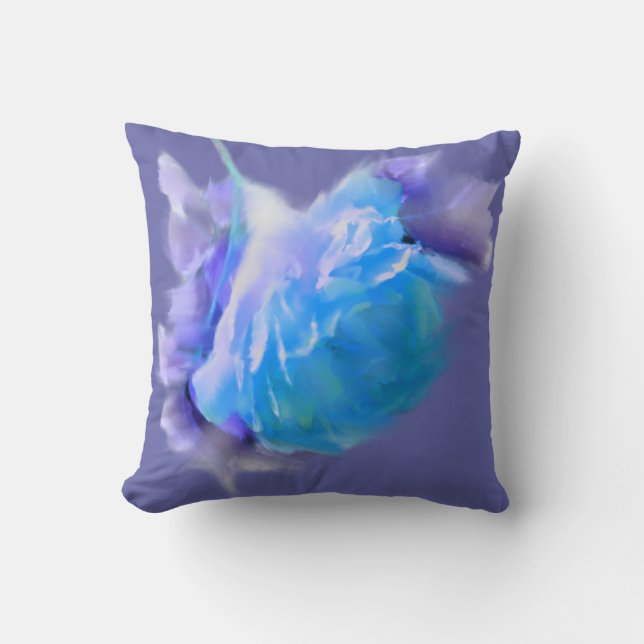 Very Peri Solid Colour | watercolor blue rose Cushion (Front)