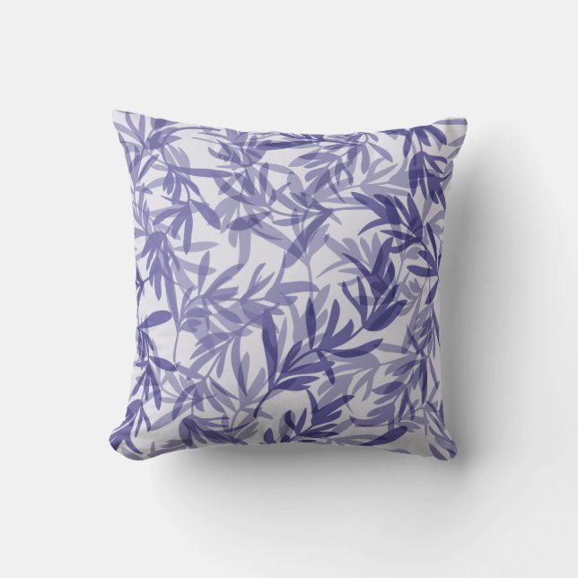 Very Peri Tropical Floral Pattern Modern Girly Cushion (Front)
