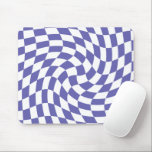Very Peri Warped Checks Retro Psychedelic     Mouse Mat<br><div class="desc">Cool warped groovy chequered pattern in colour of the year 2022, very peri, periwinkle blue featuring on a home decor for bedroom, living room, kitchen or every day accessories and office products for trendy retro good vibes. Simple twirl checks in colour of year for little retro psychedelic style. Twirled and...</div>