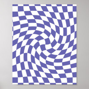 Very Peri Warped Checks Retro Psychedelic  Poster