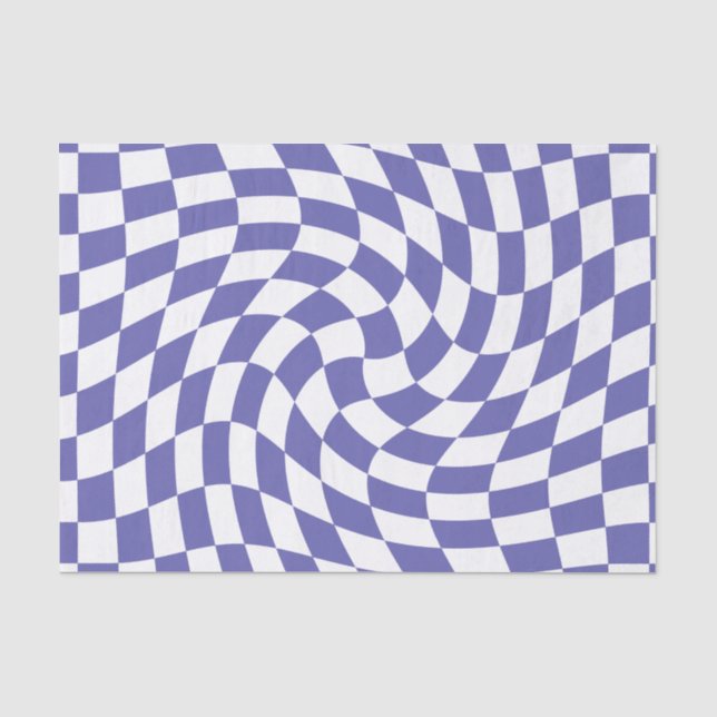 Very Peri Warped Checks Retro  Tissue Paper (Front)