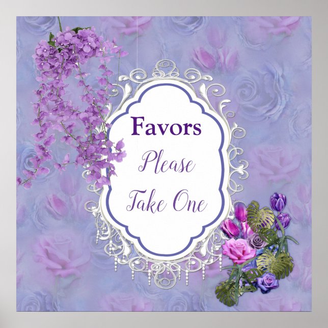 Very-peri Watercolor,Roses,Tulips Poster (Front)