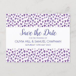 Very Peri Watercolour Heart Save the Date Card