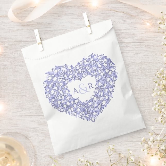 Very peri wreath heart tulips monogram wedding favour bags (Clipped)