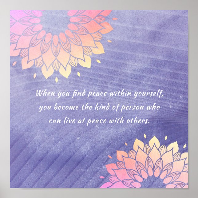 Very Peri Yoga Instructor Rose Gold Mandala Quotes Poster (Front)