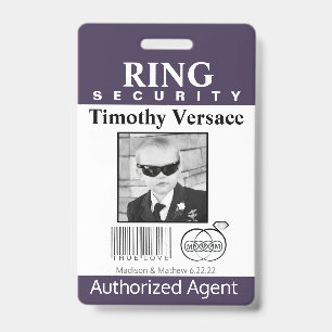 Very Perri Ring Bearer Security Badge ID Badge
