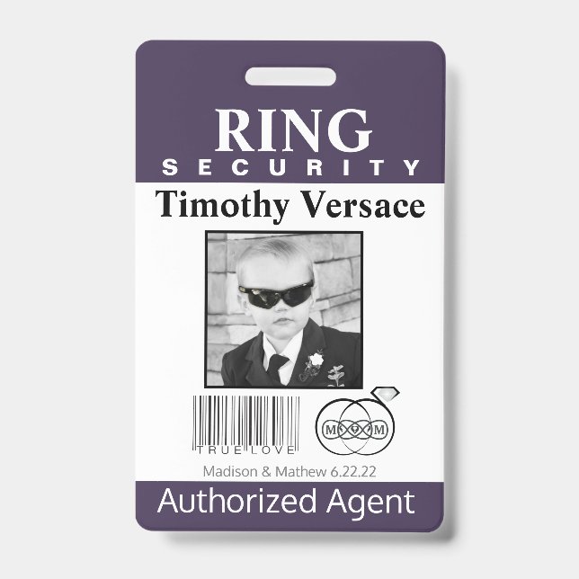 Very Perri Ring Bearer Security Badge ID Badge (Front)