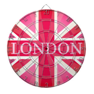 Very Pink LONDON Vintage Classic UK Flag Design Dartboard