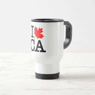 Very Polite Red Black I Love Canada Maple Leaf Travel Mug