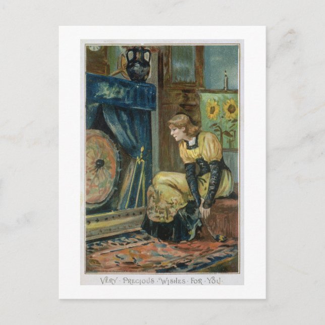 Very Precious Wishes For You, Victorian Christmas Holiday Postcard (Front)