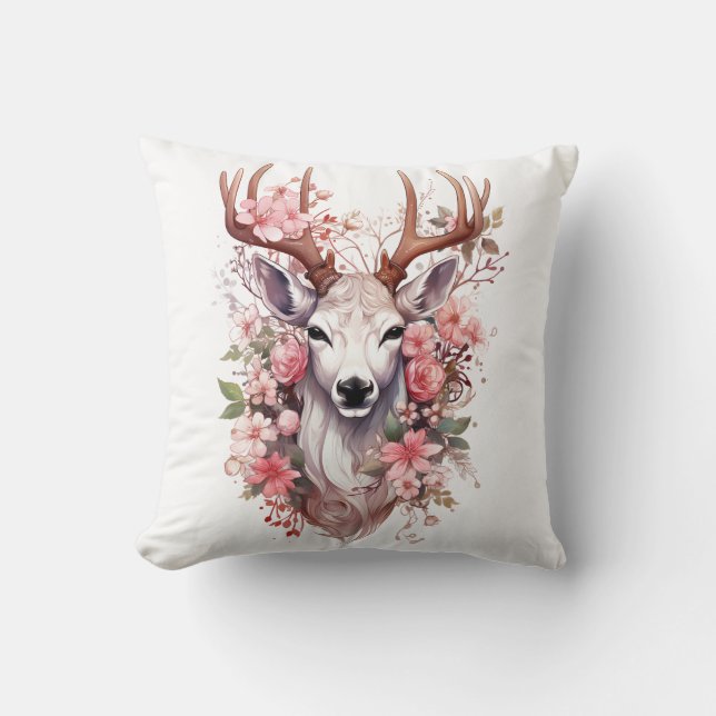 🦌🎄 Very Pretty Merry Christmas Reindeer Pillow  (Front)