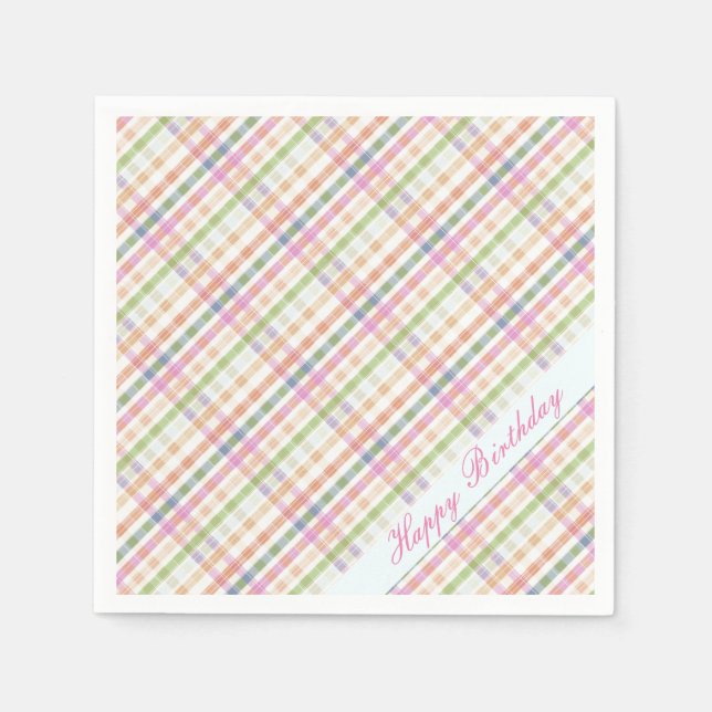 Very Pretty Pink Plaid Napkin (Front)