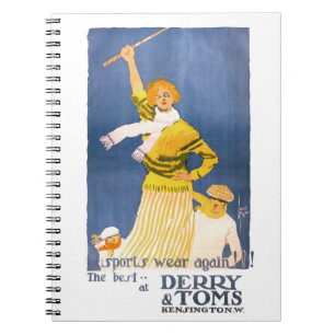 Very rare Derry & Toms Vintage Poster Restored Notebook