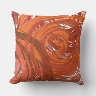 Very Red Brown SPIRAL DESIGN Retro Throw Pillow