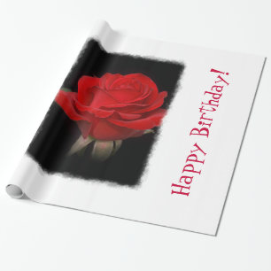 Very Red Rose Birthday Wrapping Paper
