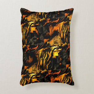 Very rustic burnt golden, abstract mosaic drawing decorative cushion
