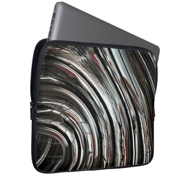 Very rustic silvery stripes or circular cutouts    laptop sleeve (Front Right)