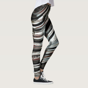 Very rustic silvery stripes or circular cutouts leggings