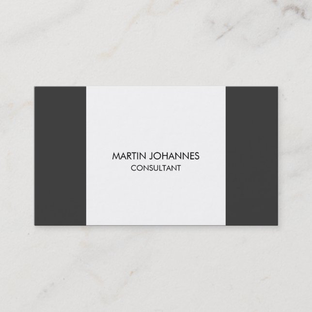 Very Simple Plain Style Grey White Business Card (Front)