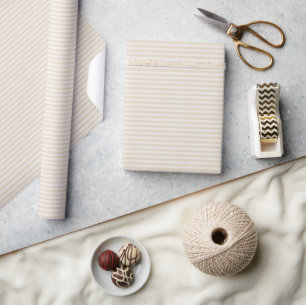 Very Small Striped Beige Ivory Wrapping Paper Roll