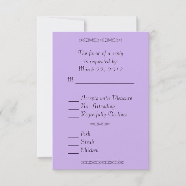 Very Soft Violet Wedding RSVP Card (Front)