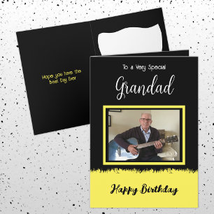 Very special Grandad happy birthday black yellow Card