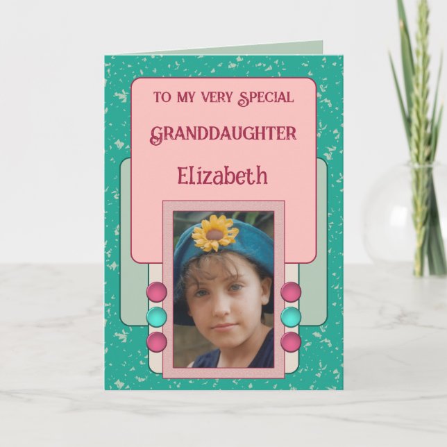 Very special granddaughter add photo name green card (Front)