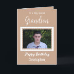 Very special Grandson photo brown birthday Card<br><div class="desc">To a very special grandson.
Happy birthday.
Add a name and a photo.
Brown and white.</div>