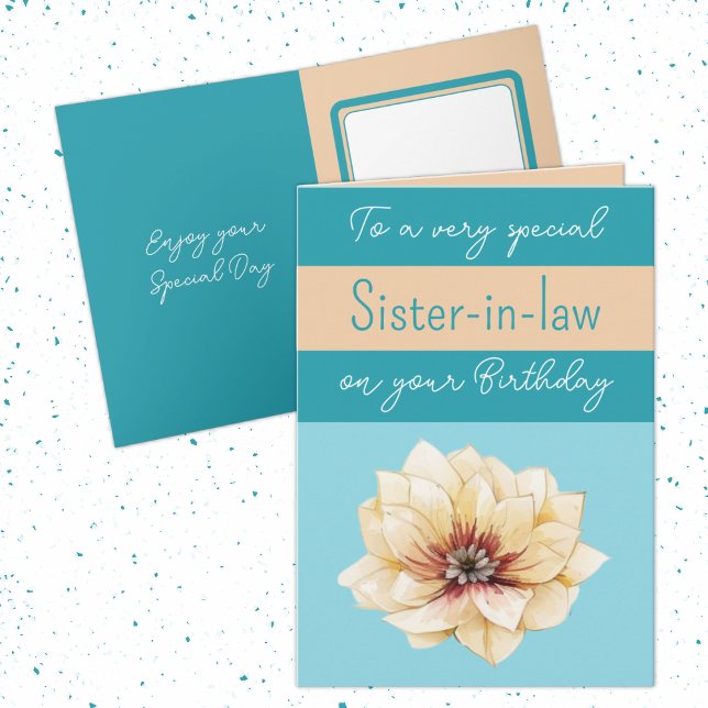 Very special Sister-in-law flower blue birthday Card (Creator Uploaded)
