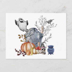 Very Spooky Halloween Illustration Holiday Postcard