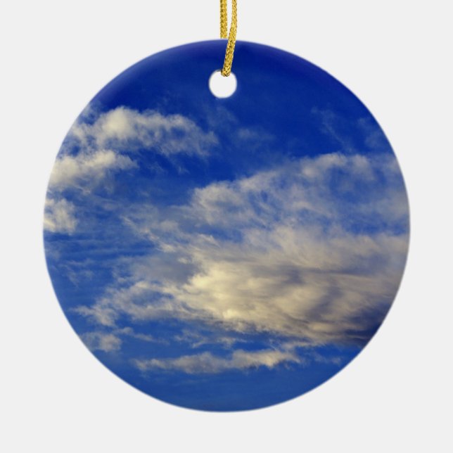 Very structured cloud in a beautiful blue sky ceramic tree decoration (Front)