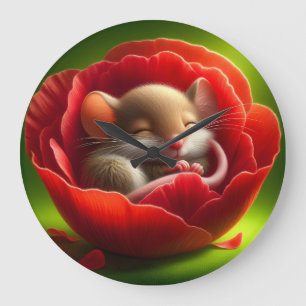 Very Sweet Baby Mouse Sleeping  Large Clock