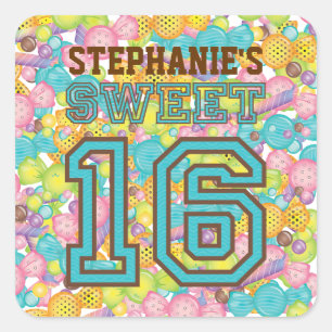Very Sweet Colourful Candy Collection Birthday Square Sticker