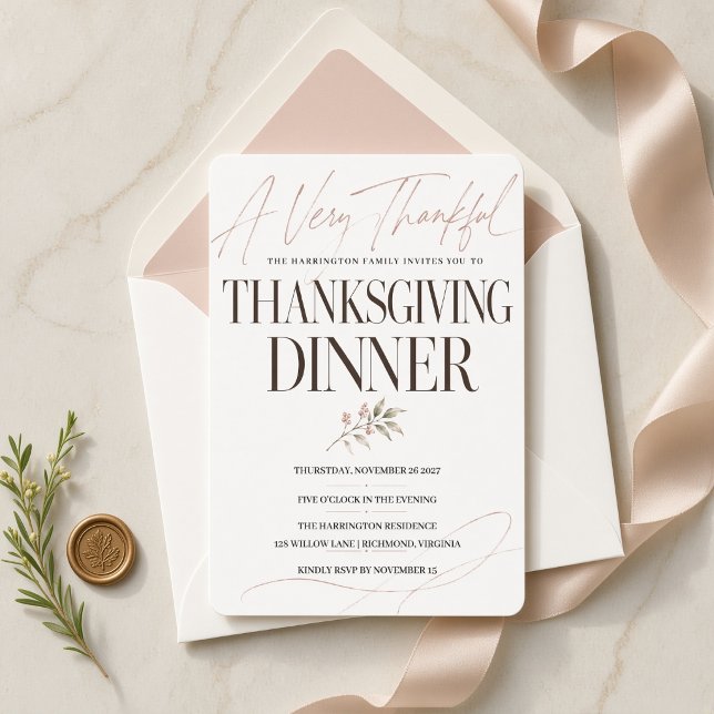 Very Thankful Botanical Thanksgiving Dinner Invitation (Creator Uploaded)