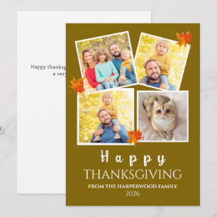 Very Thankful Fall thanksgiving family 4 photo Holiday Card